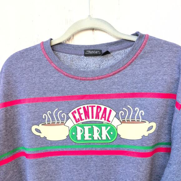 Friends Central Perk Cropped Raw Edge Crewneck Ringer Stitching Women's XL - Picture 3 of 9
